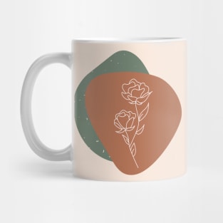 Abstract Terracotta Shapes and Roses Drawing Organic forms abstract art Mug